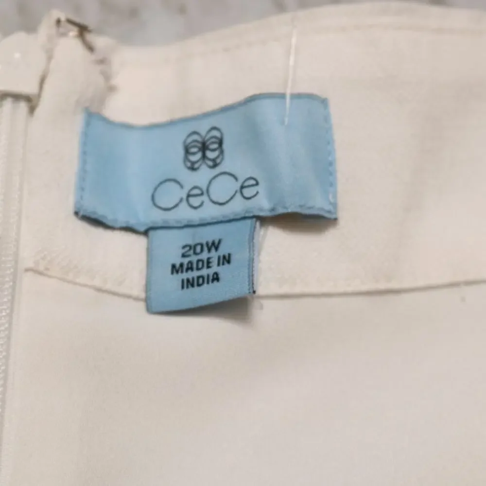 CeCe Wide Leg Cropped Belted Pants Soft Ecru Off White Lightweight Size 20W